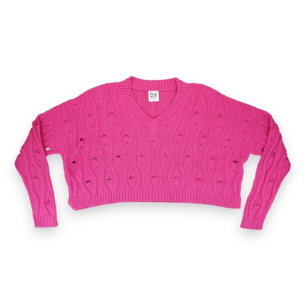 PLANET by Lauren G Womens Moth V-Neck Sweater One Size Long Sleeve MSRP $288